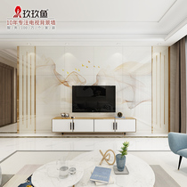 TV background wall tile simple modern living room new 3d microcrystalline stone light luxury metal border modeling film and television wall