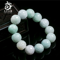 Tianzi jade carving Burmese Jade Bracelet Mens Jade Jade waxy A carved rosary jade bracelet