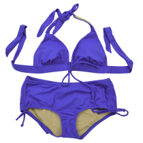 (Clearance does not return do not change) solid color bikini conservative female split flat corner swimwear no steel support comfortable swimwear