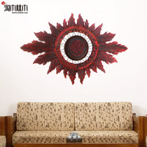 Chinese Art Pendants Red Leaf God Birds Solid Wood Wall-mounted Background Sofa Wall wall Wall Dining Room Big Wall Decoration