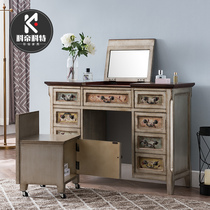 American light luxury clamshell folding dresser womens small apartment bedroom solid wood multi-function makeup table European-style dressing cabinet
