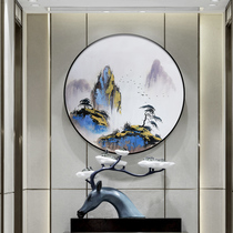 New Chinese round hanging painting Xuanguan oil painting Handpainted scenery Living room Corridor Mood Landscape landscape fresco decoration painting