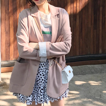 Pink blazer womens 2020 spring new Korean version of the wild loose thin net red casual chic small suit