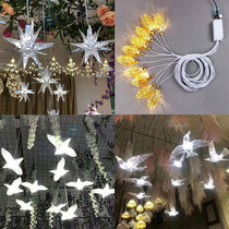 Wedding Props Acrylic Luminous Seagull Chandeliers Chandeliers Stage Ceiling Decoration Pendant Light Flying Birds Gold Leaf Chandeliers