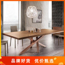 Simple conference table modern solid wood long strip computer desk Nordic desk iron solid wood large board table and chair combination