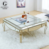 European-style living room storage coffee table simple modern small apartment table mirror glass Square small table