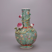 Qing Dynasty pastel five peach vase antique porcelain Jingdezhen ornaments living room decorations antique antique antique collection