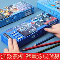 Transformers lock stationery box primary school pen box Net red multifunctional pencil box Korean cartoon cute female