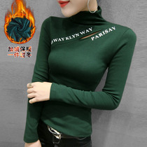 Autumn and winter semi-high collar velvet thickened top womens 2020 new Korean fashion slim slim all-round base shirt