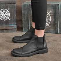 Autumn and winter fashion velvet warm mens boots British trend high-top leather shoes Leather Martin boots mens boots Chelsea boots