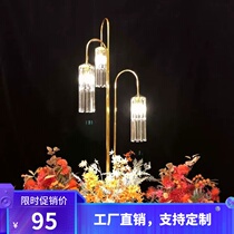  2021 new wedding road guide light props golden wrought iron frame European-style wedding stage layout decoration luminous road guide