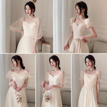 Sister group bridesmaid clothes can usually wear 2021 new autumn simple champagne dress dress small man long