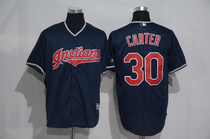 Indians Baseball uniform Indians jersey No 30 CARTER blue and white short-sleeved embroidered cardigan game