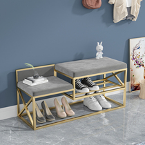Modern minimalist entrance door changing shoes cabinet integrated home soft bag cushion into the door wearing shoes stool with shoe rack Nordic