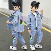 Childrens clothing boy denim suit spring 2021 new spring and autumn handsome boy Korean version of childrens foreign style childrens clothes