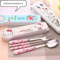 Childrens chopsticks 6-12 years old chopsticks spoon set portable tableware three-piece set student childrens fork storage box