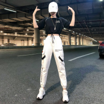 Jazz dance costume female Korean sexy top dance suit modern student street dance suit hip-hop loose practice suit