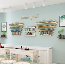  Nail art shop decoration nail oil shelf Wall nail oil glue shelf Wall-mounted fan nail polish storage rack Net red