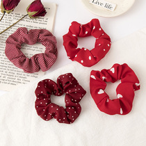 Net red retro red Hairband hair rope temperament wave dot coliform French girl head rope autumn and winter New headdress