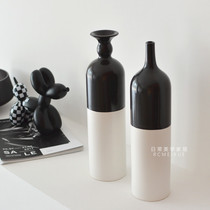 Nordic creative black and white vase home soft side cabinet decoration decoration soft decoration model room crafts decoration