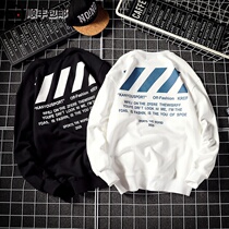 Tide brand printed letter sweater mens trend personality loose plus size fat man Joker couple coat long sleeve top