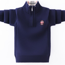 Children boy high collar sweater jacket head autumn winter new gush thickened CUHK boy pure cotton knit undershirt