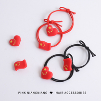 National Day five-star red flag head rope Red love small hairpin side clip headgear hair cord female hair accessories