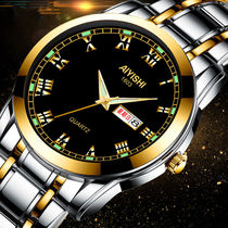 2021 New Swiss watch mens dad trend tritium mens steel belt business double calendar mechanical watch