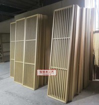 New Chinese style screen partition solid wood grille background wall entry screen small apartment fence Simple Japanese style grid