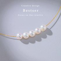 Pink Bestser (wishing pool) 18K Gold AKOYA sea water Pearl hipster pendant color gold necklace female