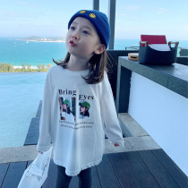  2021 spring new childrens bottoming shirt girls Western style pure cotton long-sleeved T-shirt childrens clothing baby casual top