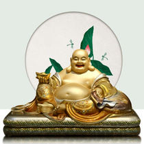 Taiwan painted pure copper Maitreya Buddha statue dedicated to household laughing Buddha Belly Maitreya Buddha Bodhisattva living room lucky ornaments