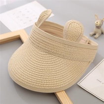 Baby empty top hat Childrens sun hat 2021 new handmade ear cap sun protection cap straw hat shade