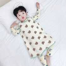 Boys sleeping bag pure cotton spring and autumn childrens quilted vest nightgown autumn and winter baby boy baby one-piece pajamas