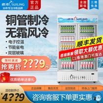 Ear Ling Ice Cabinet Standing Display Cabinet Refrigerated Commercial Double Doors Three Doors Supermarket Beer Drinks Cabinet Air-cooled Wheeling Fridge