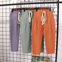 Boy pants sports casual pants small children cotton linen pants loose childrens spring and autumn season 2020 new childrens clothing