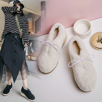 Shoes 2021 new women's winter plus velvet hemp bottom shoes Joker lamb wool thick bottom net red Mao Mao cake shoes