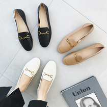 Flat bottom coarse heel single shoes 2022 Spring autumn new fashion One foot pedal Müller bean women shoes Inlenwind small leather shoes