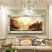 Living room decorative painting sofa background wall hanging painting atmosphere European style wall decoration retro American mural landscape oil painting