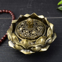 Tibetan antique eight auspicious lotus Lotus pan incense burner home indoor Buddha incense burner creative Buddha hall offering ornaments