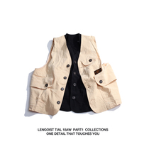 Japanese Amei Kazi Japanese American retro modified thin men and women with multiple bags of tooling vest