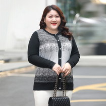 Q fat mother Spring and Autumn sweater cardigan coat female size sweater plus fat fat sister 200kg long sleeve thread