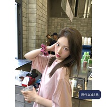THEHANDLE strange baby Sollip short sleeve loose solid color self-retention summer T-shirt female baby cotton skin top