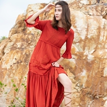 FP with Bohemia seaside holiday dress women 2020 spring and summer new dress travel Beach long dress solid color