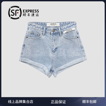 kimhekim 21ss spring and summer new denim shorts hot pants loose high waist curling
