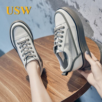 2021 new small white shoes female summer thin section 100 lap net surface breathable thick bottom sports casual ash bottom heightening plate shoes