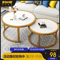 Small coffee table Flowers a few sofa edges A few light luxury small round tables Living room simple mini small household bedside side table