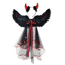 Halloween Girl cosplay Angel Demon Play Costume Black Feather Wings Princess Back Decorations