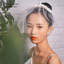 Korean style small fresh pearl bridal bow veil Wedding wedding dress cover European and American temperament wedding dress headdress products