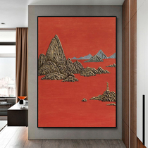 Hand painted oil painting Back to the Golden Mountain Xuanguan Solid decoration painting New Chinese gold and silver Mountain Living room Background wall Muscle Hairstyle Hanging Painting